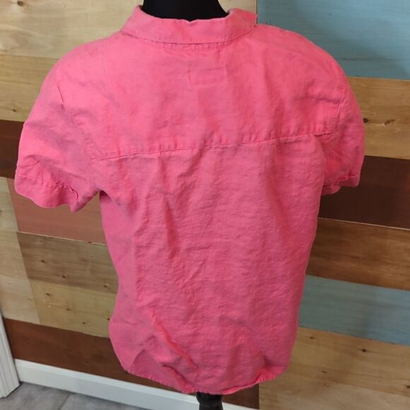 Medium 100% linen pink button down blouse - Picture 3 of 5